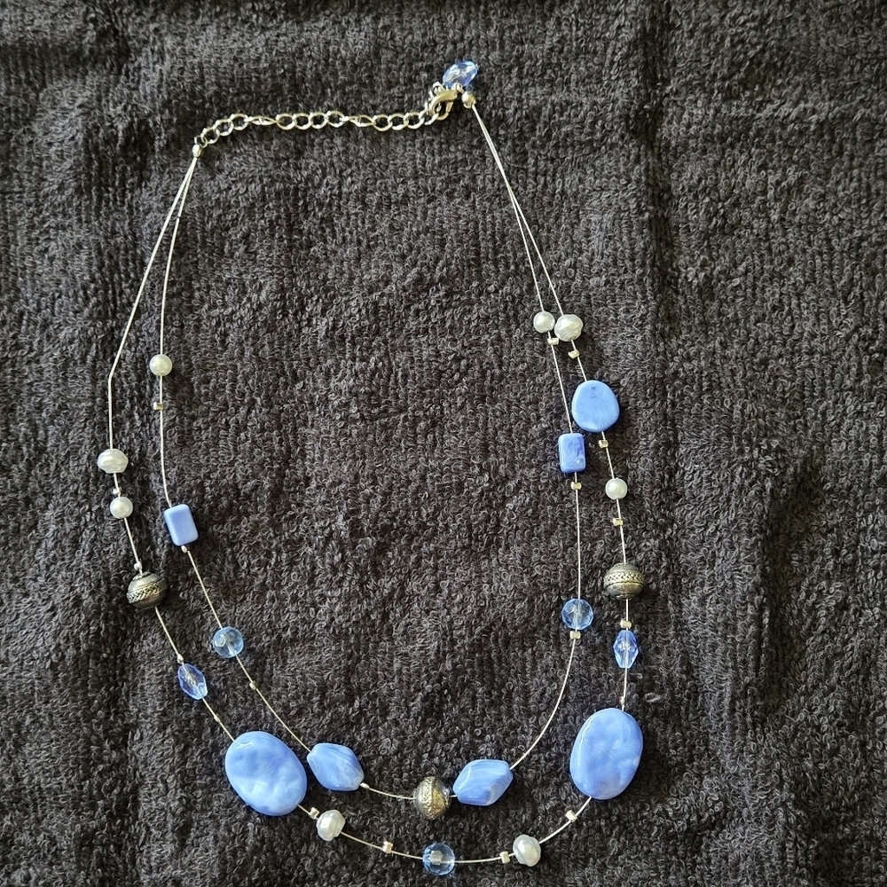 Two-Strand‎ Blue Beaded Necklace
